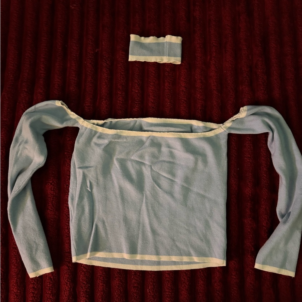 Women's Blue Off-Shoulder Top